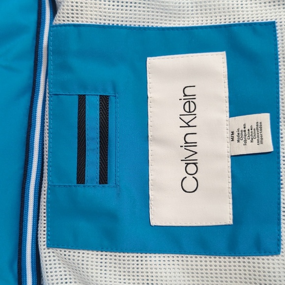 Calvin Klein Color Block Track Jacket, Spell Out, Hidden Hood, Vented Back, Med - Picture 8 of 15